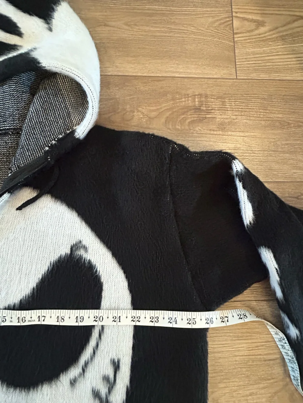 Handmade Ecuador Wool Jack Skellington Hooded Zip Sweater XL Unisex
